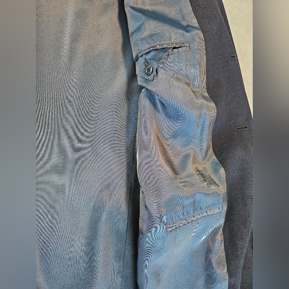 Oscar De La Renta Profile mens 42L 34W 100% wool blue pinstripe suit jacket - Picture 7 of 10